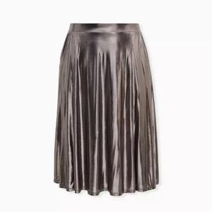 Torrid Metal Grey Liquid Shine Midi Skirt Sizee 00/M/L